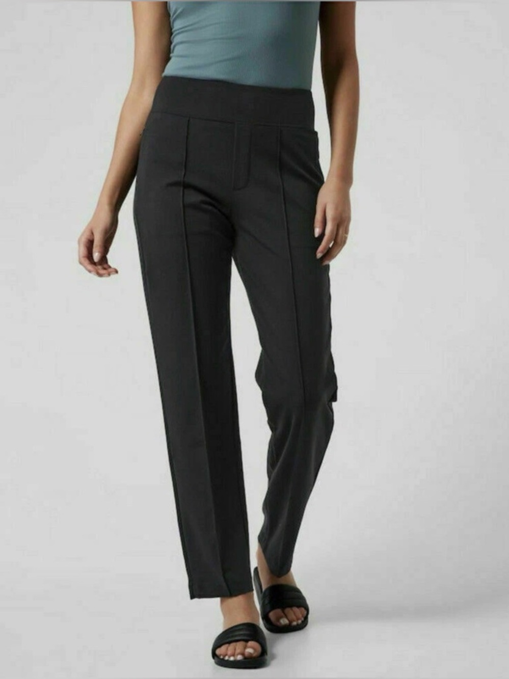 Athleta Eastbound Straight Pants Womens 6 Black Pull On Stretch Comfort Soft